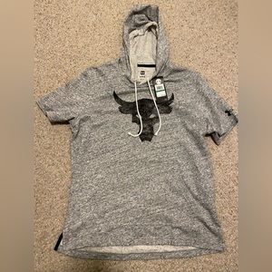 Two Project Rock SS Hoodies, Size L. One NWT, one EUC.